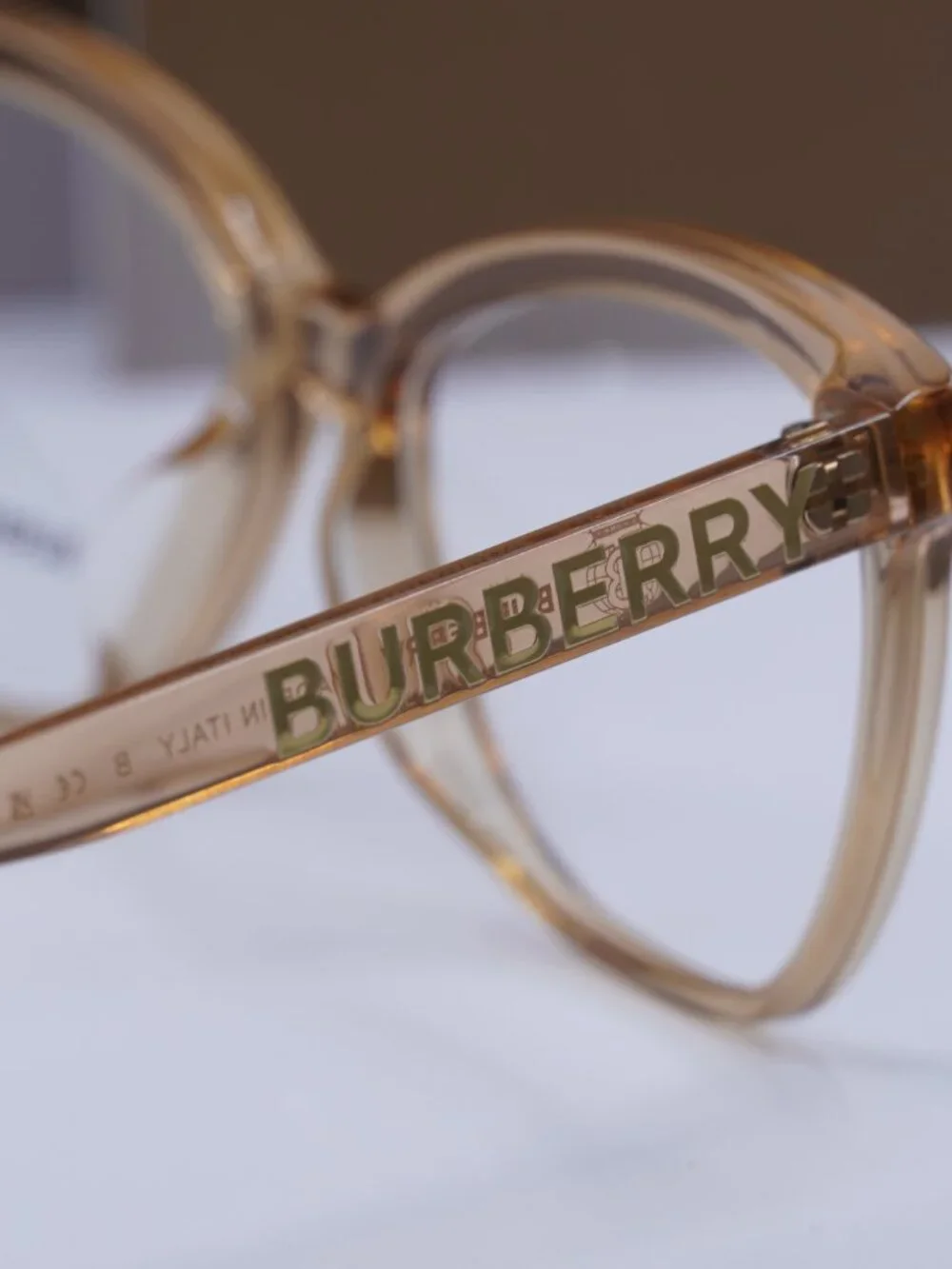 Burberry BE2364F 3779 Cat Eye Eyeglasses - Transparent Brown 54mm